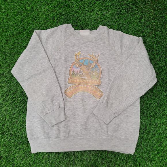 Vintage 90s Hunting Big-Bucks Sweatshirt Women XL 22x22 Boxy - Picture 1 of 11